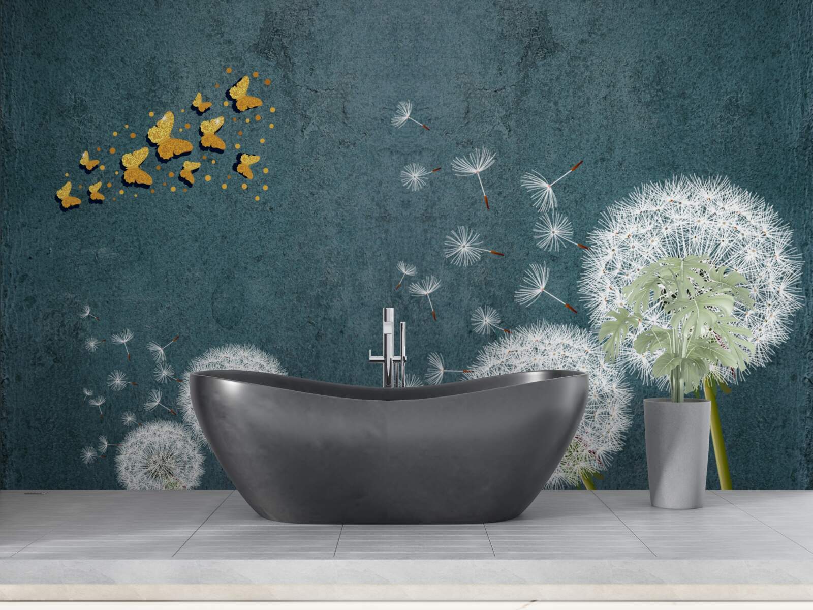 Fototapeta motýle vznášajúce sa nad púpavami