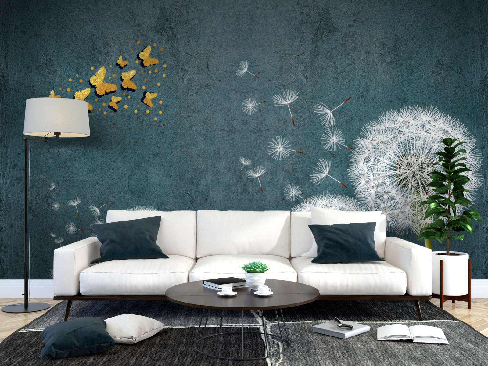 Fototapeta motýle vznášajúce sa nad púpavami