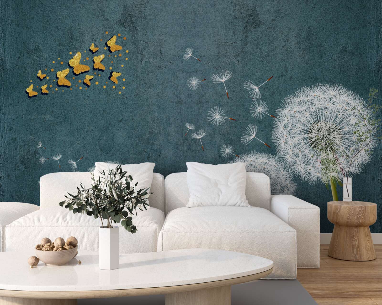 Fototapeta motýle vznášajúce sa nad púpavami