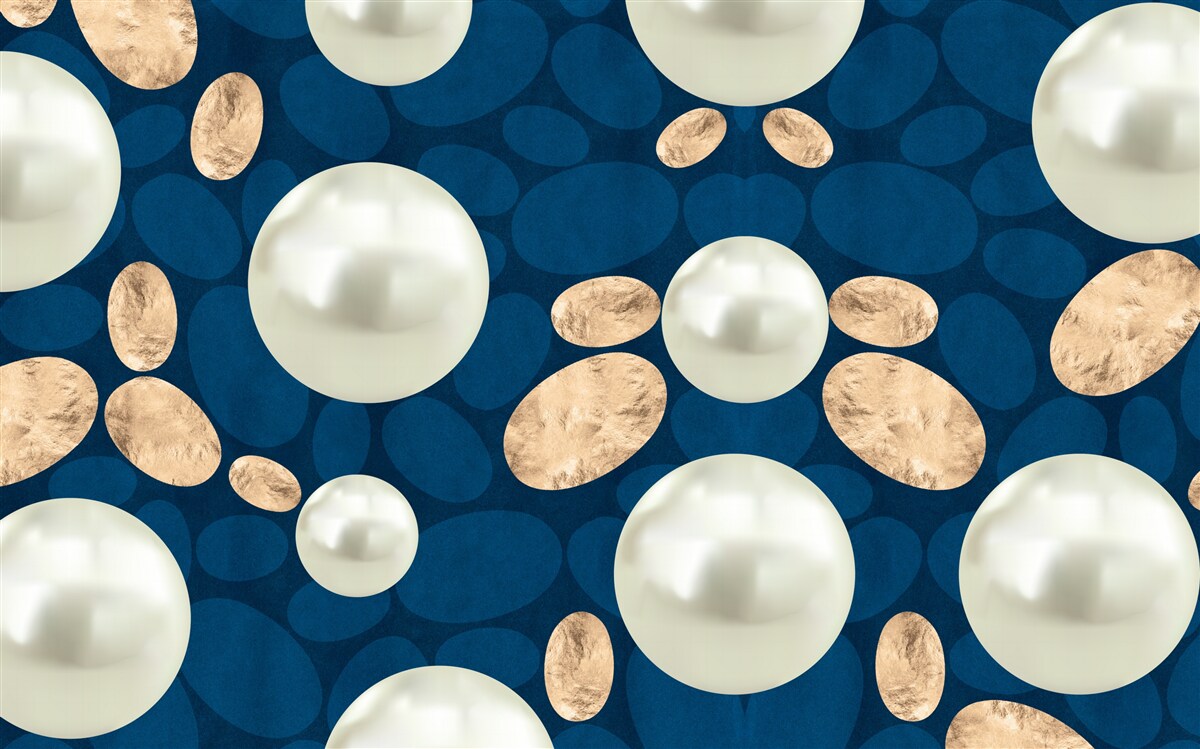 Fototapeta zlaté kryštály a biele perly