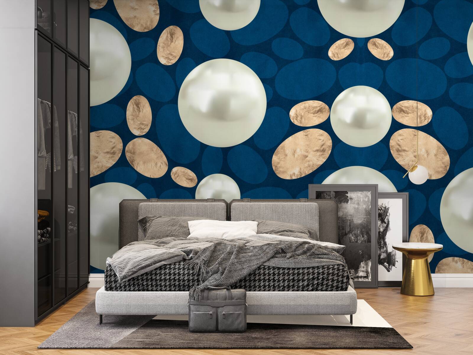 Fototapeta zlaté kryštály a biele perly