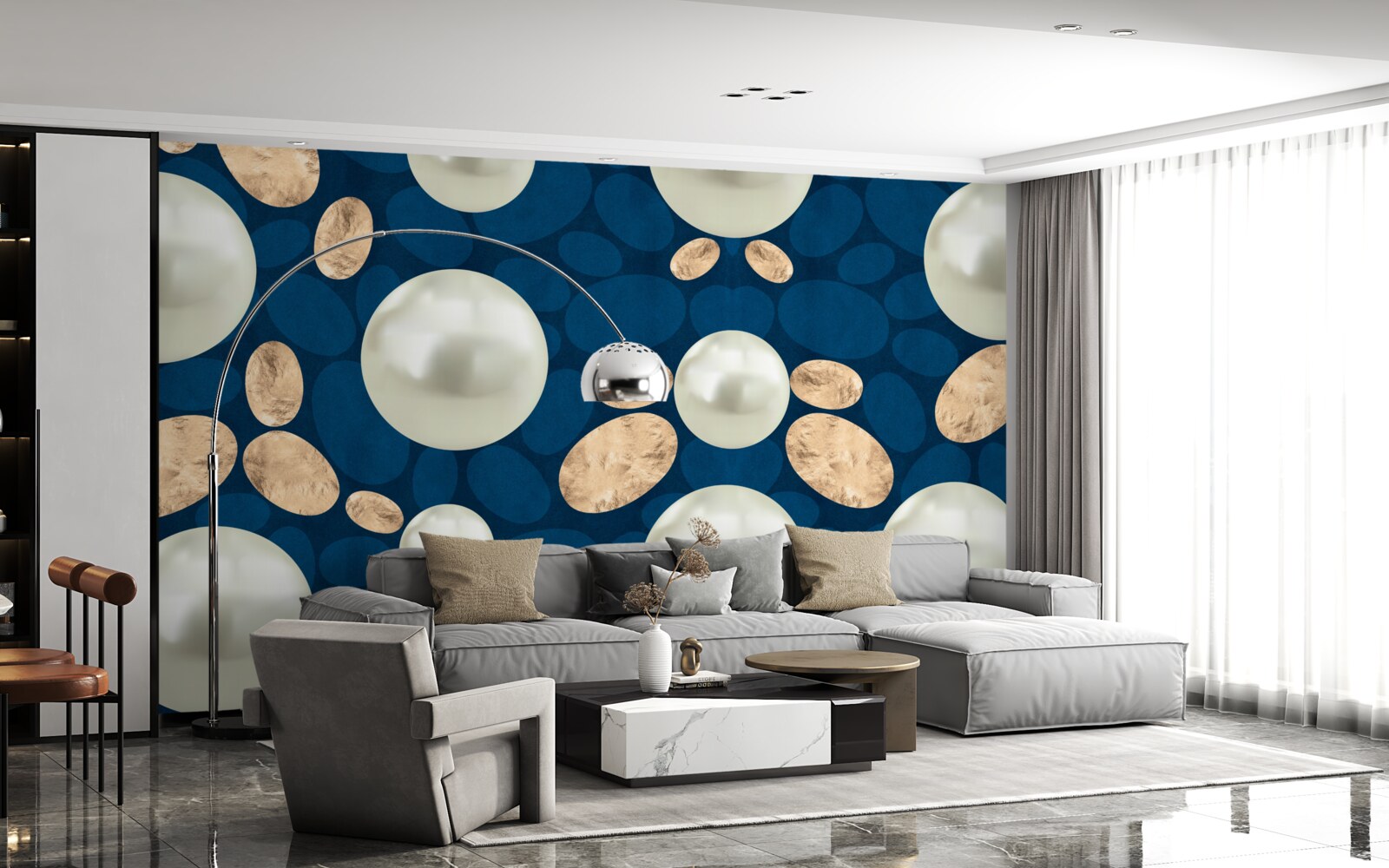 Fototapeta zlaté kryštály a biele perly