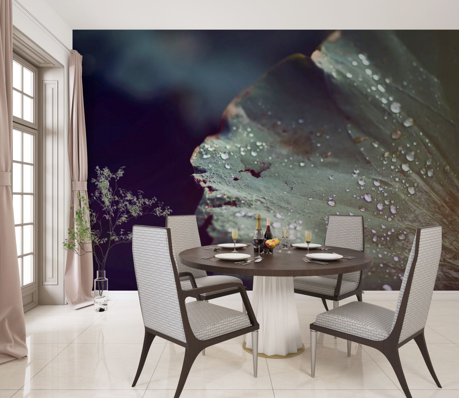 Fototapeta zrnká skorej rosy na liste