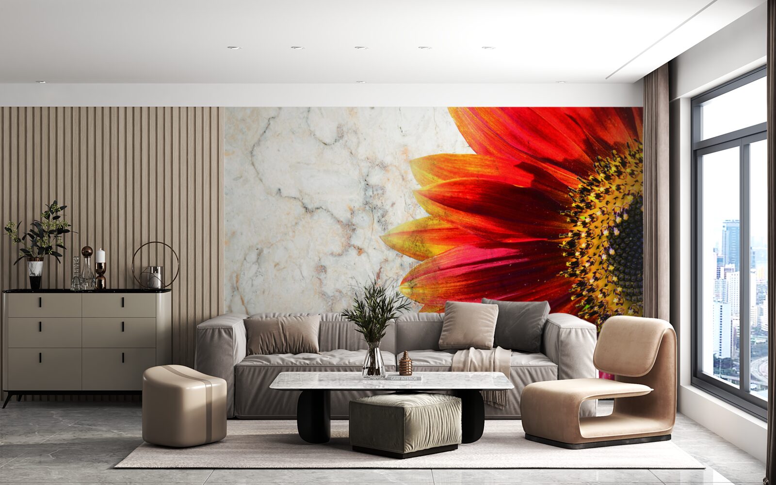 Fototapeta obrovská červeno-oranžová gerbera