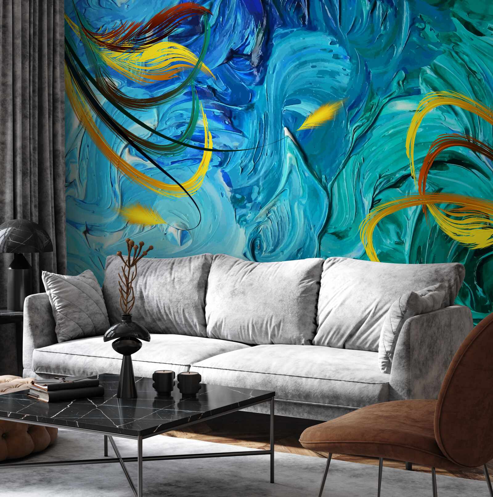 Fototapeta modré kvašové farbivá rôznych odtieňov