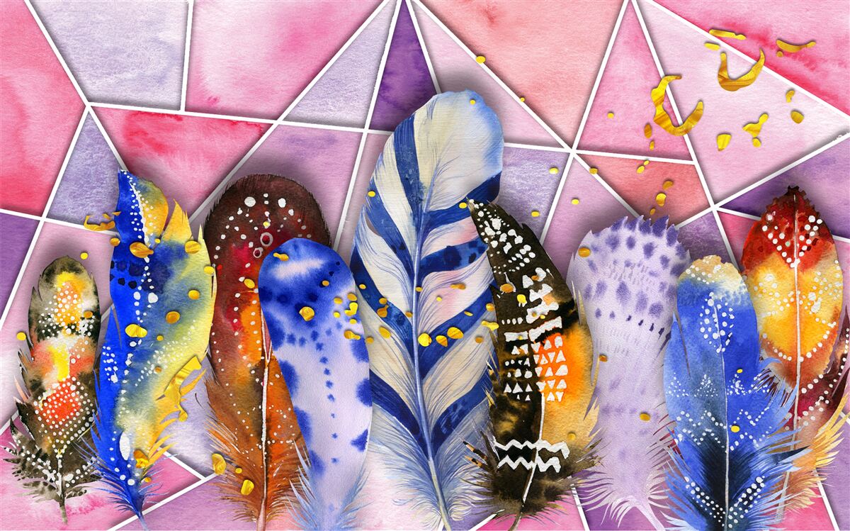 Fototapeta farebné pierka v rôznych odtieňoch