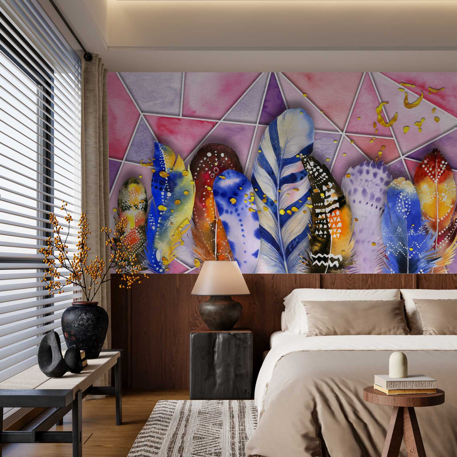 Fototapeta farebné pierka v rôznych odtieňoch