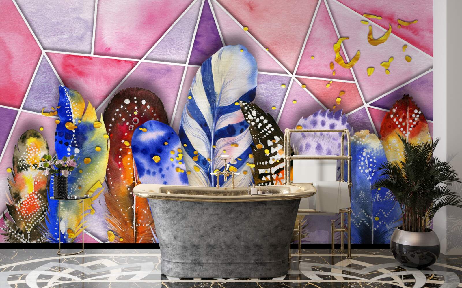 Fototapeta farebné pierka v rôznych odtieňoch