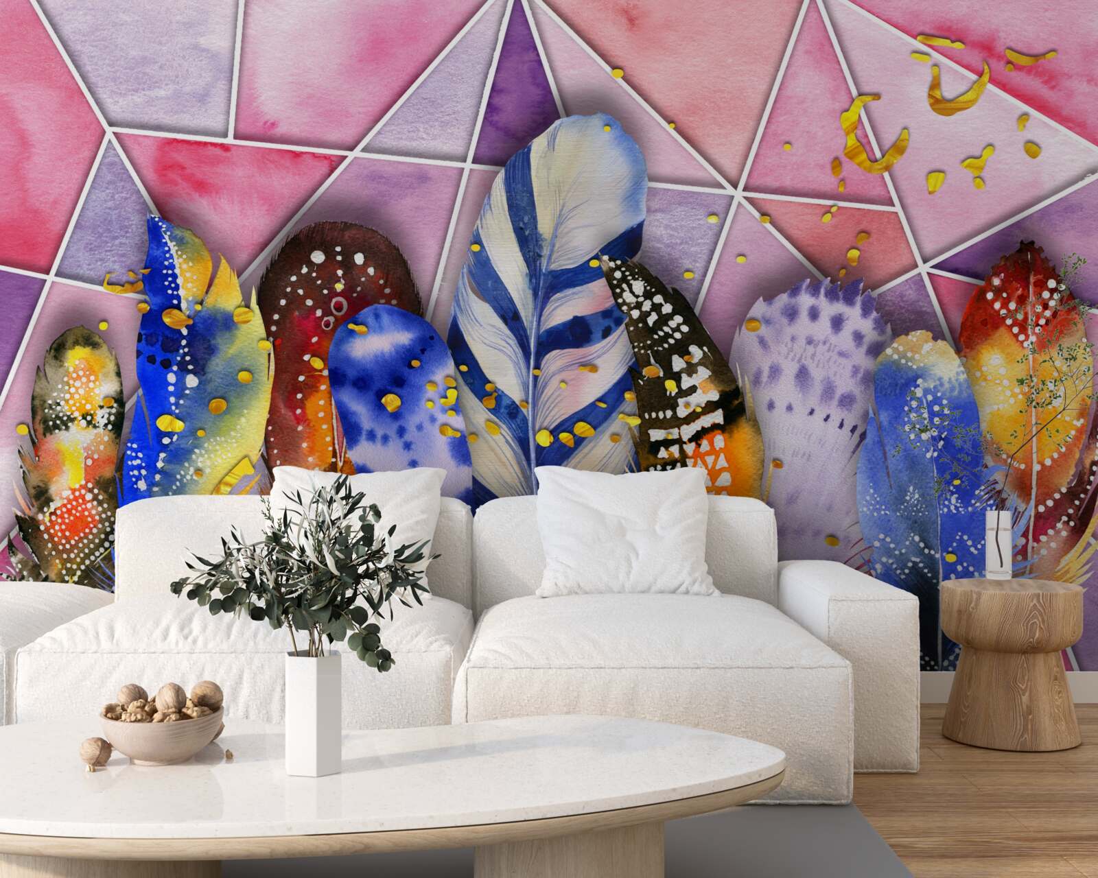 Fototapeta farebné pierka v rôznych odtieňoch