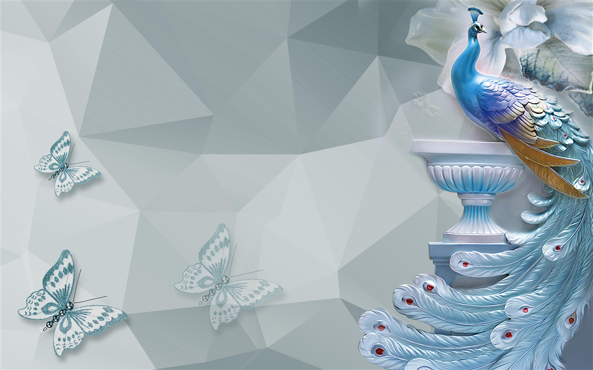 Fototapeta nádherný páv a motýle