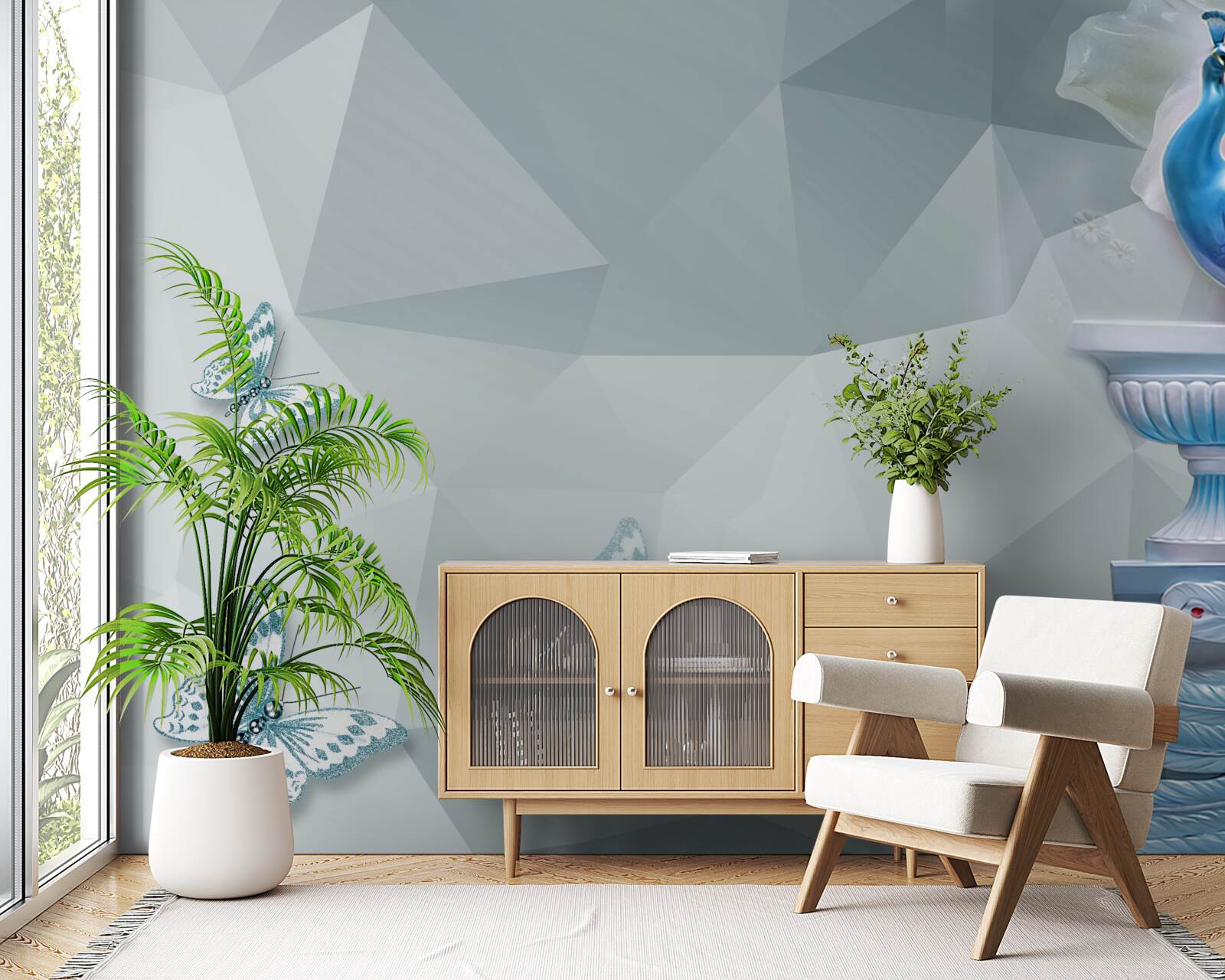 Fototapeta nádherný páv a motýle