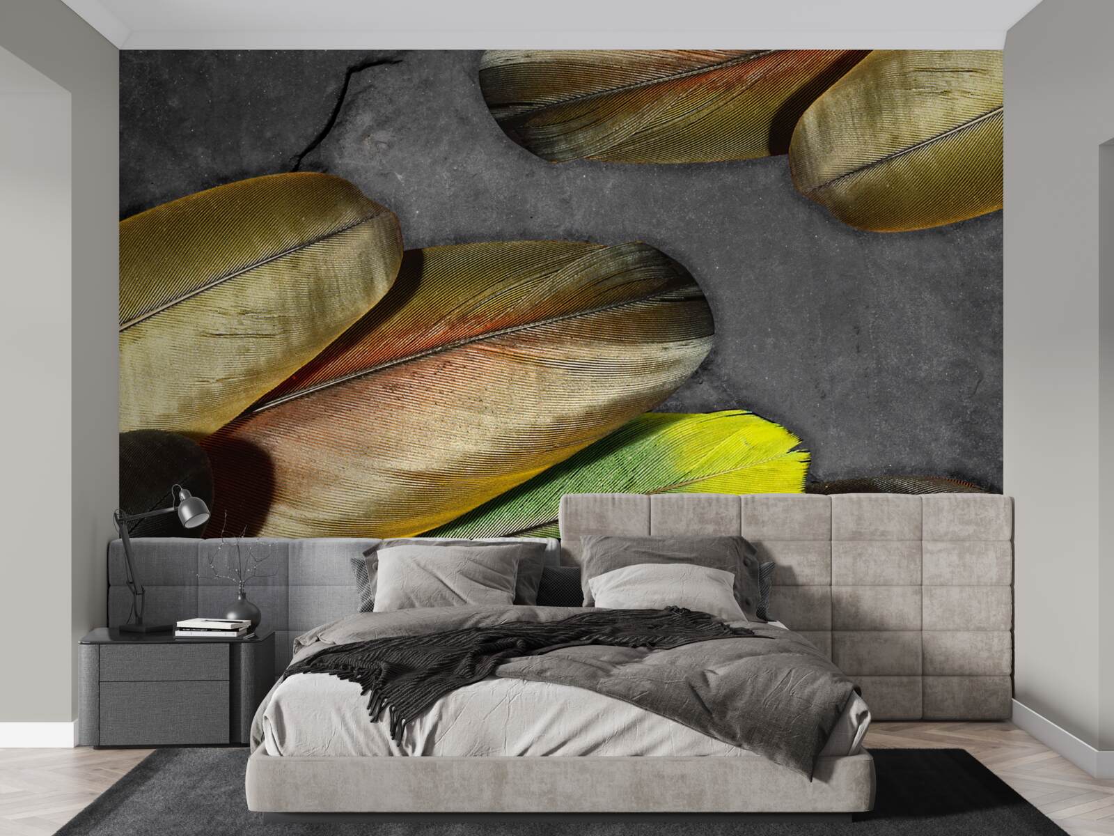 Fototapeta zlaté perie sa leskne na sivom pozadí