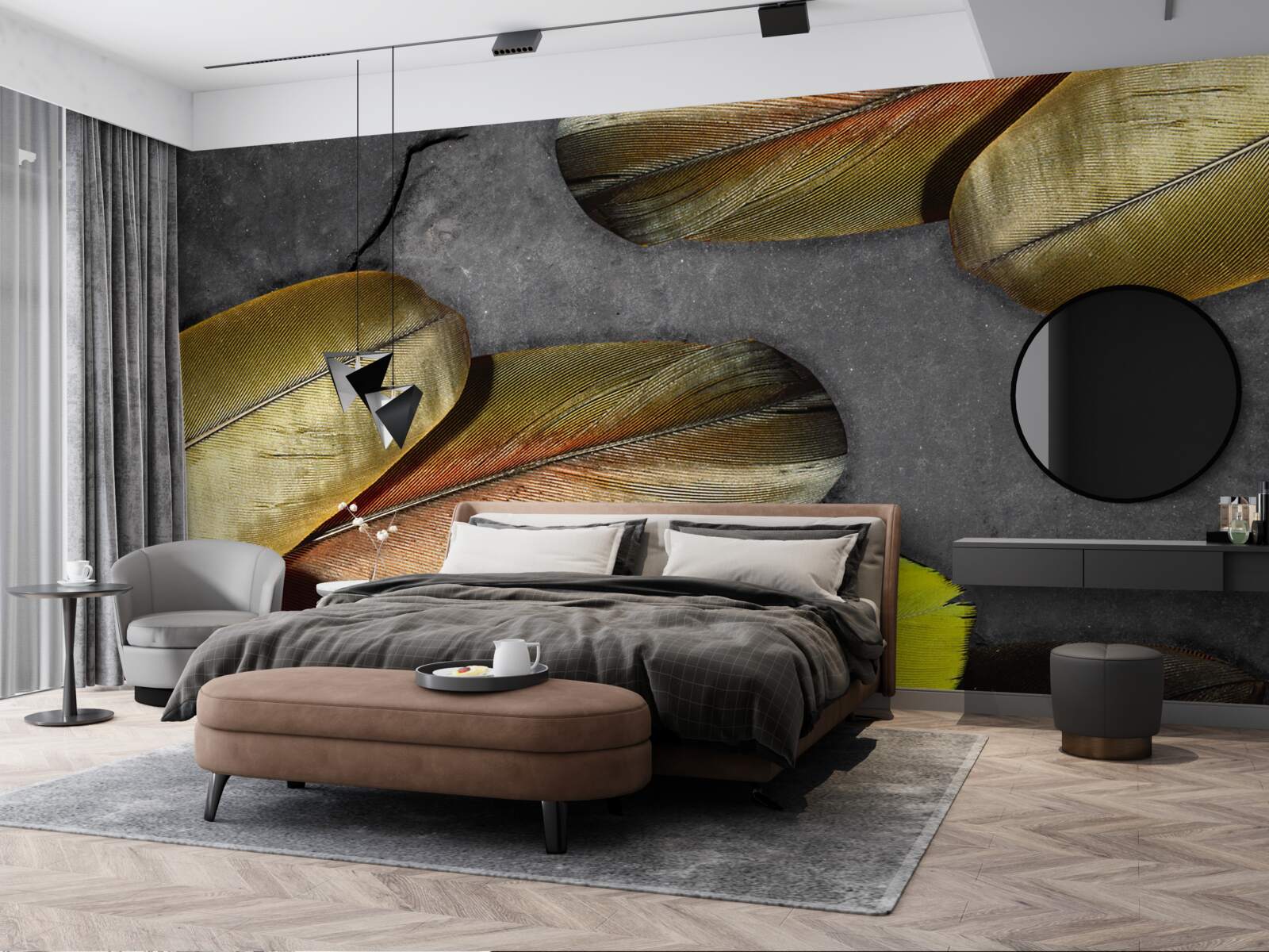 Fototapeta zlaté perie sa leskne na sivom pozadí