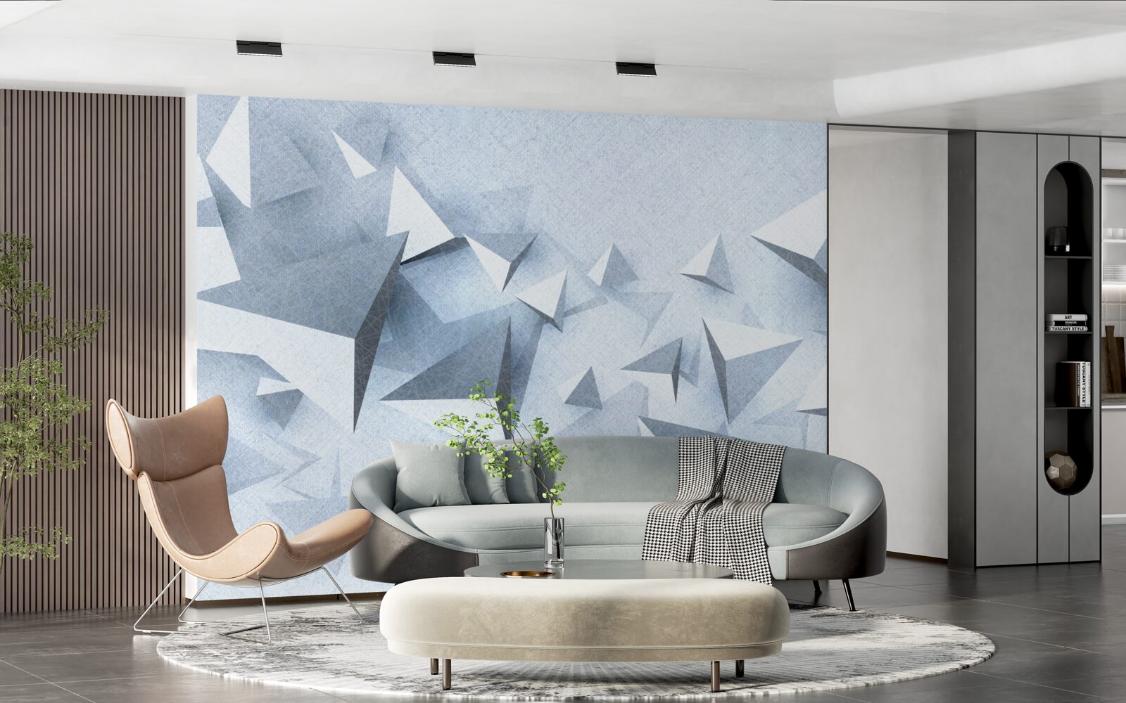 Fototapeta objemové trojuholníky rôznych veľkostí sú biele