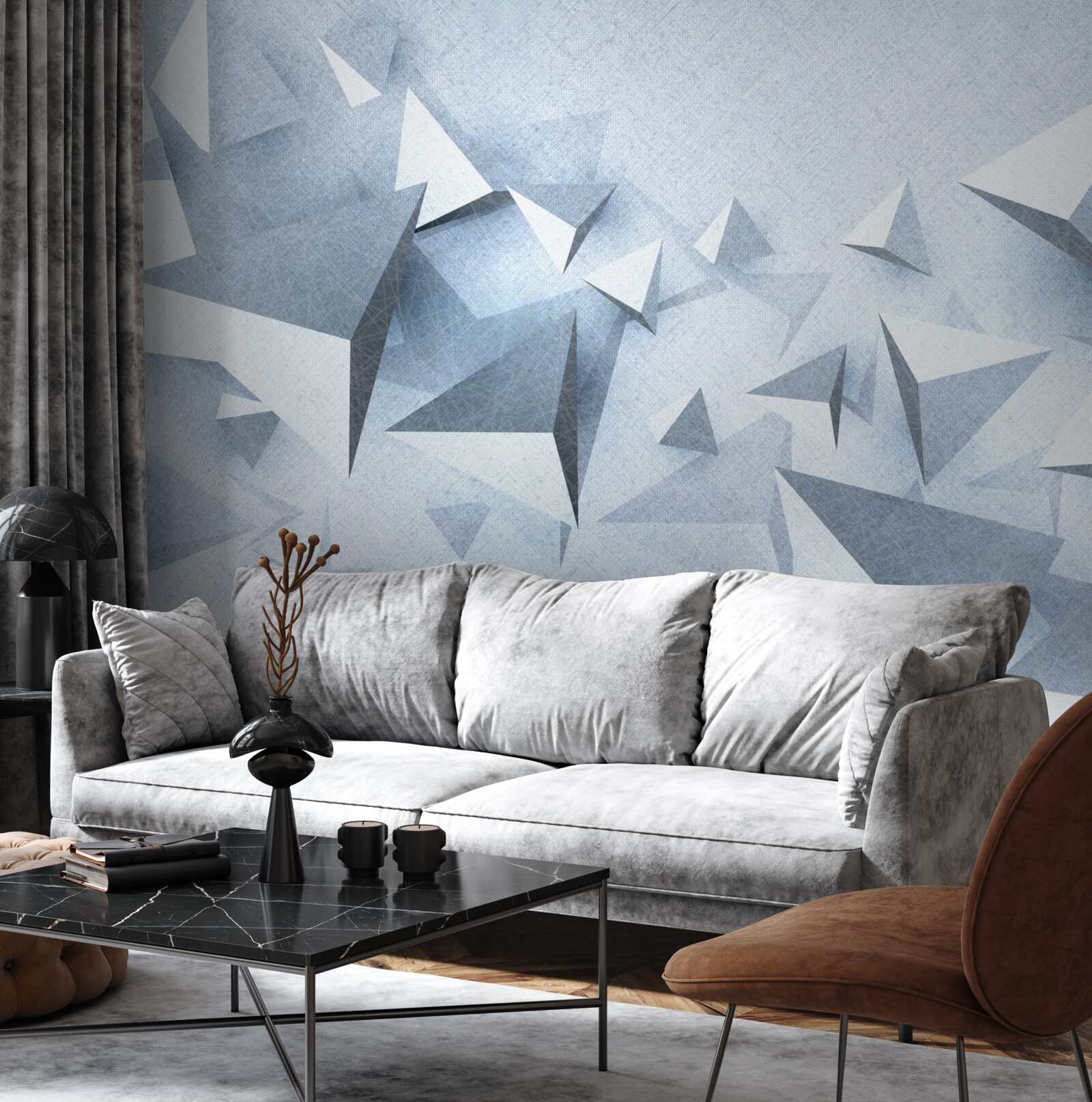 Fototapeta objemové trojuholníky rôznych veľkostí sú biele