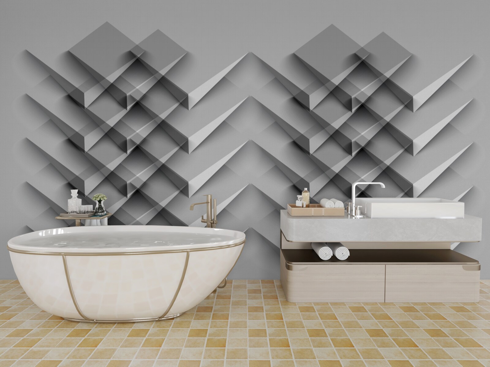 Fototapeta hromada 3D trojuholníkov