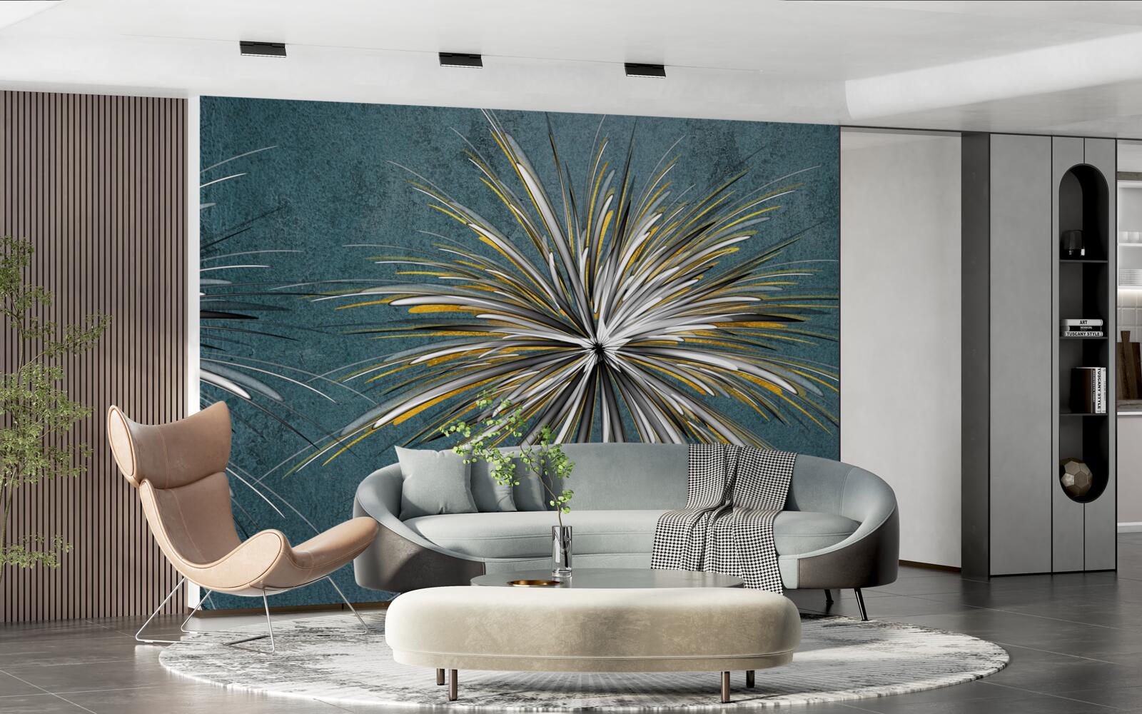 Fototapeta vetva s chmýří na modrom pozadí