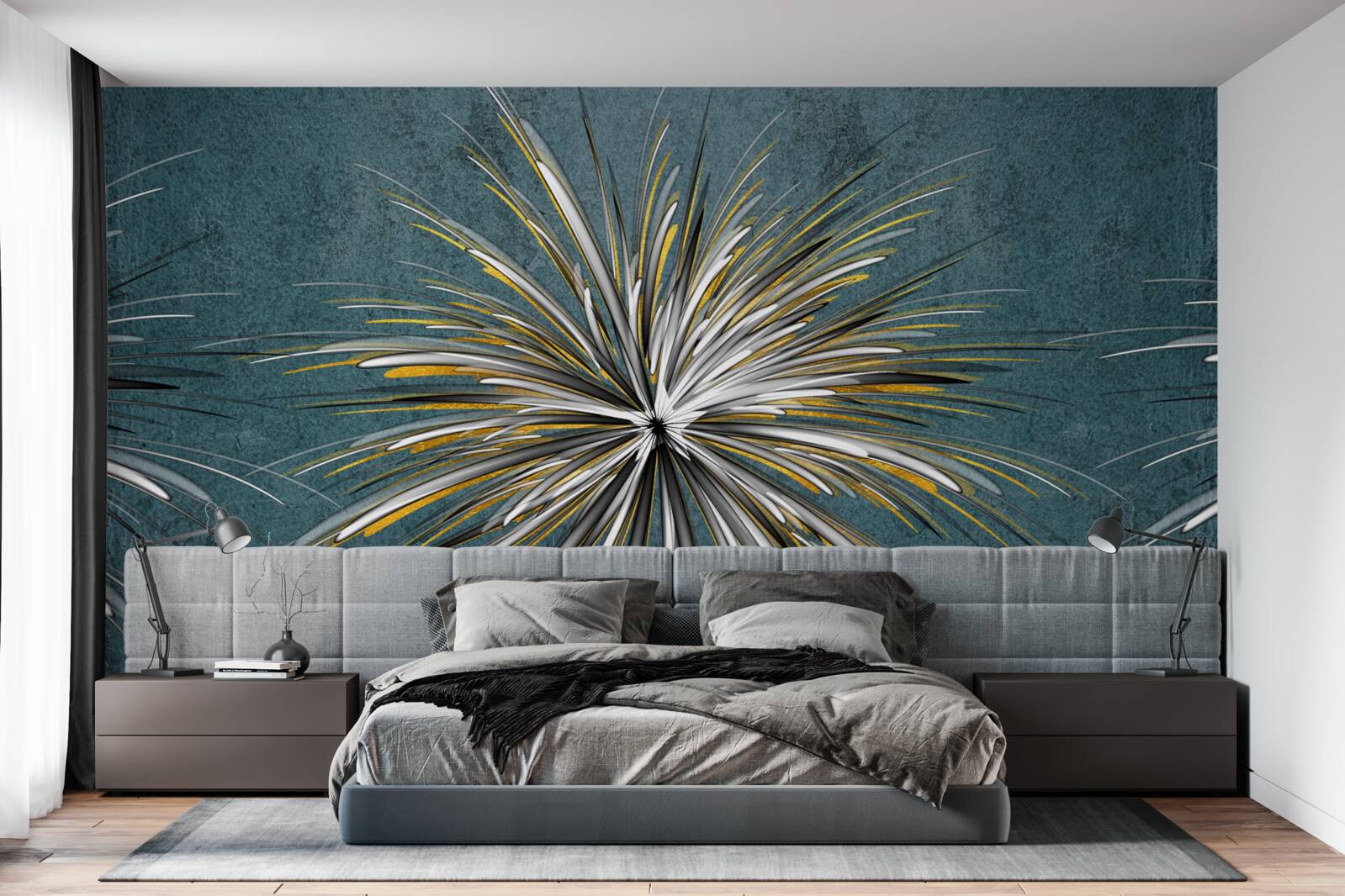 Fototapeta vetva s chmýří na modrom pozadí