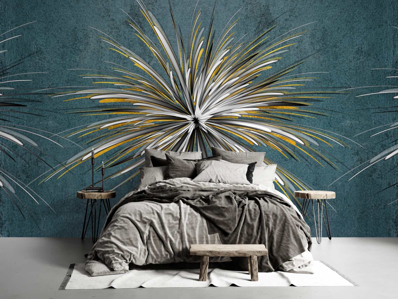 Fototapeta vetva s chmýří na modrom pozadí