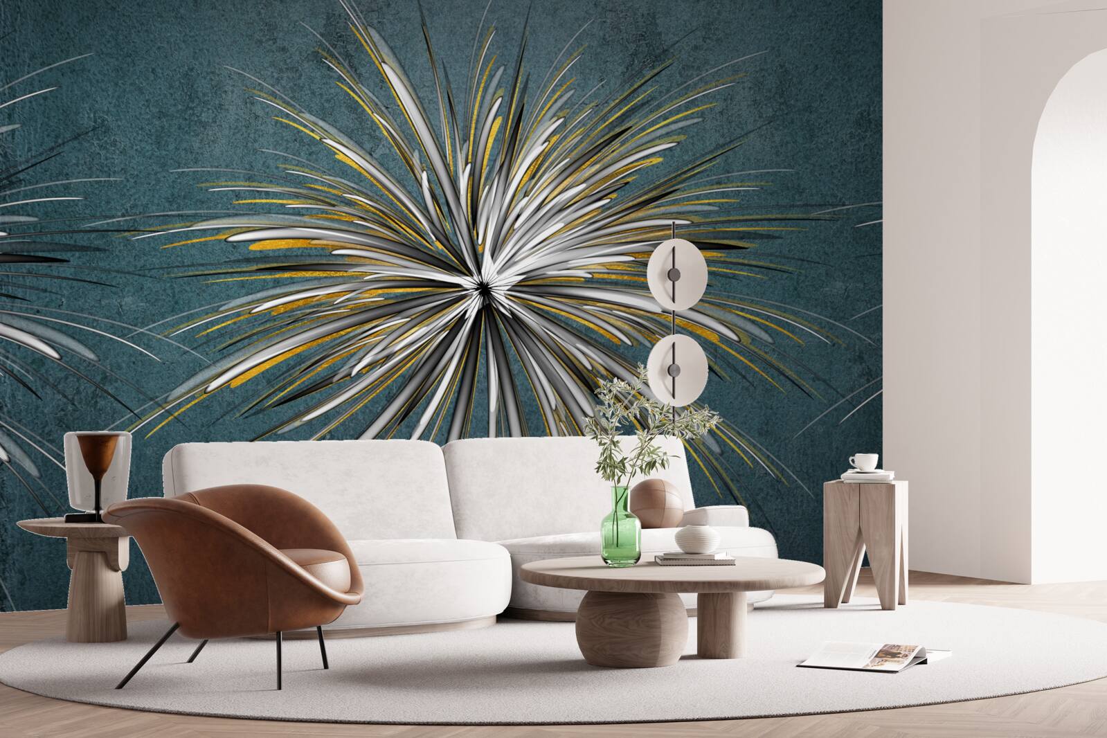 Fototapeta vetva s chmýří na modrom pozadí