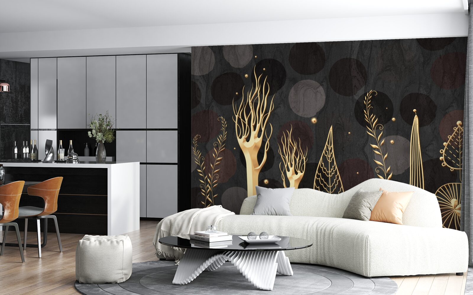 Fototapeta nočný čas medzi listnatými stromami