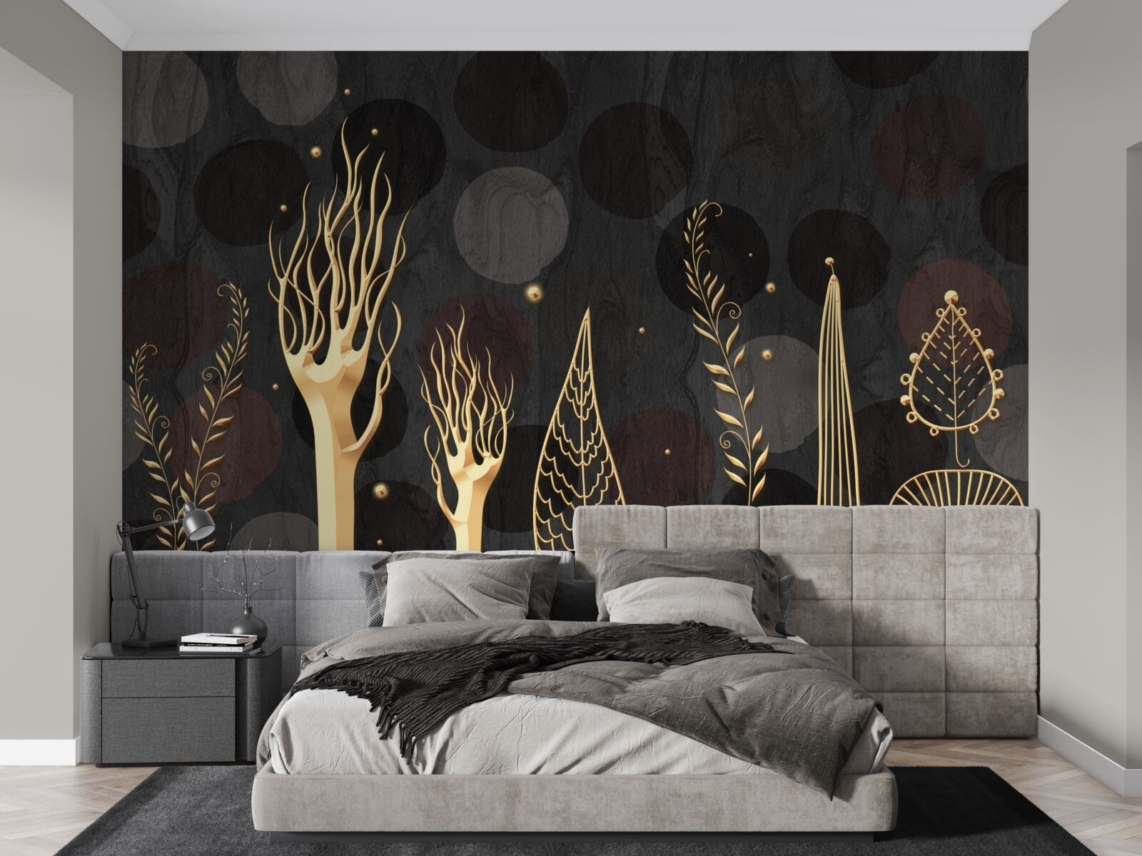 Fototapeta nočný čas medzi listnatými stromami