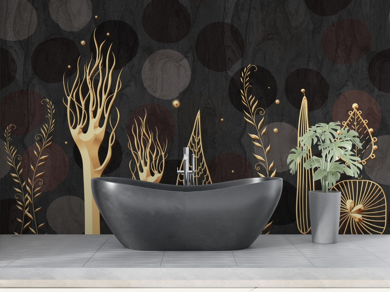 Fototapeta nočný čas medzi listnatými stromami