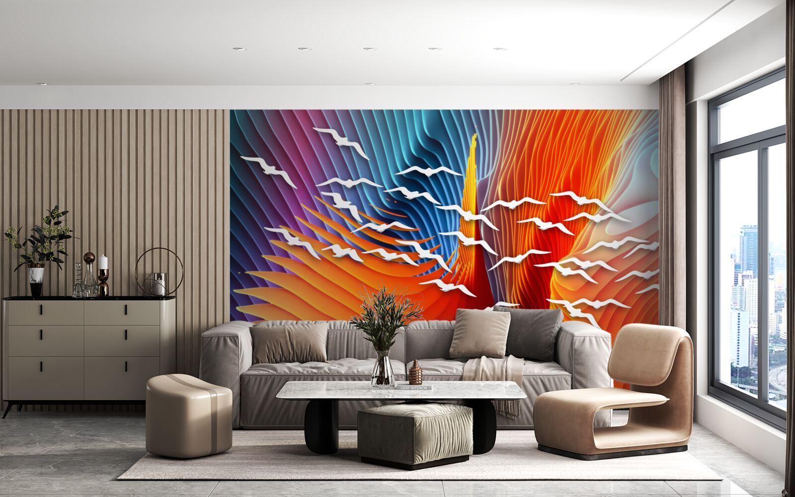 Fototapeta abstraktné vtáky medzi dunami