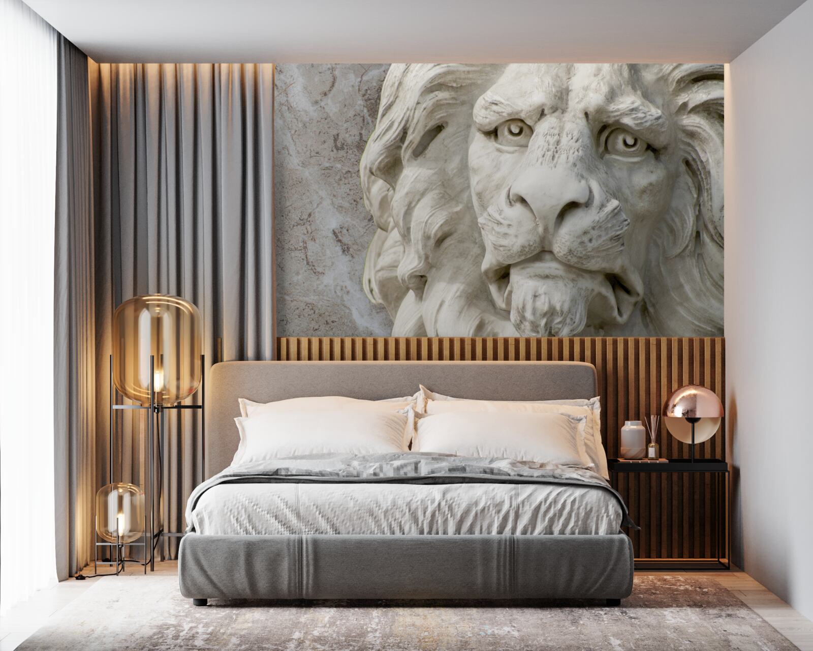 Fototapeta levia hlava v basreliéfe