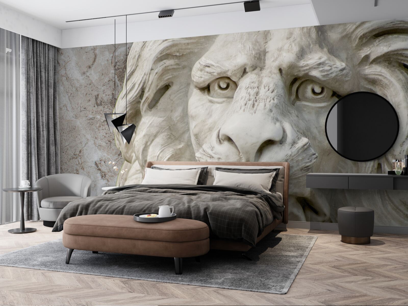 Fototapeta levia hlava v basreliéfe