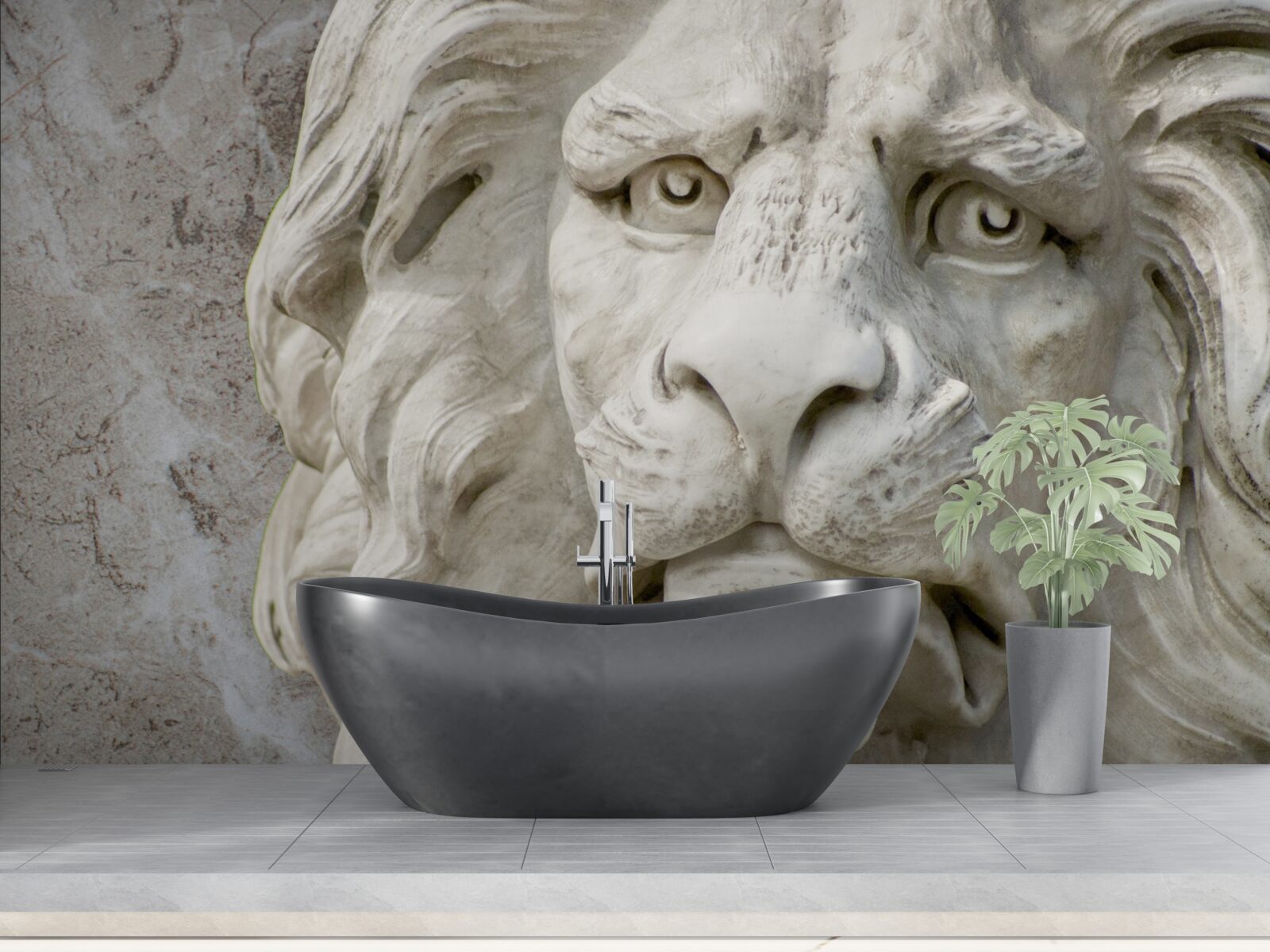 Fototapeta levia hlava v basreliéfe