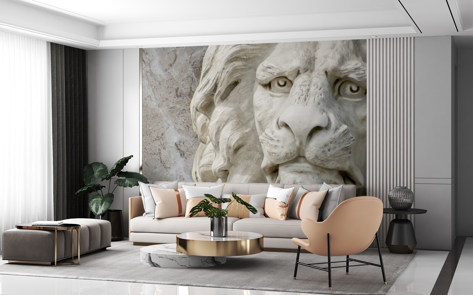 Fototapeta levia hlava v basreliéfe