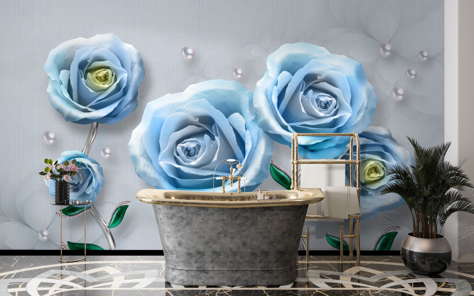 Fototapeta sada modrých ruží