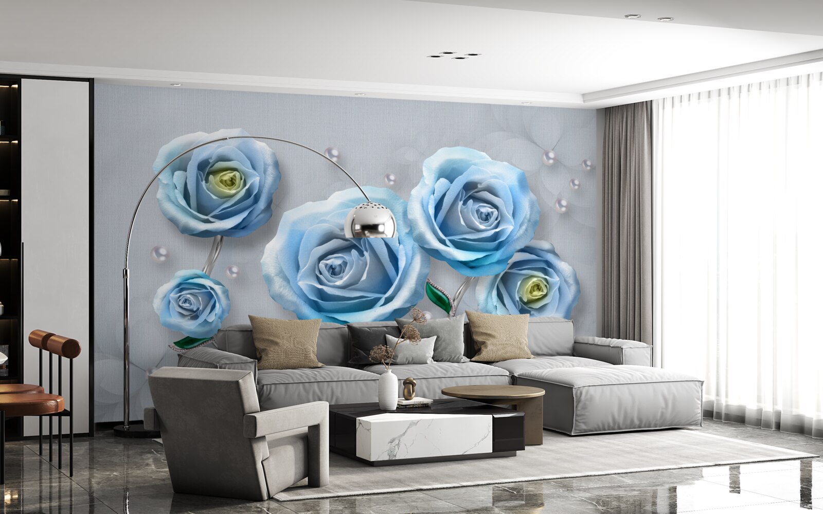 Fototapeta sada modrých ruží