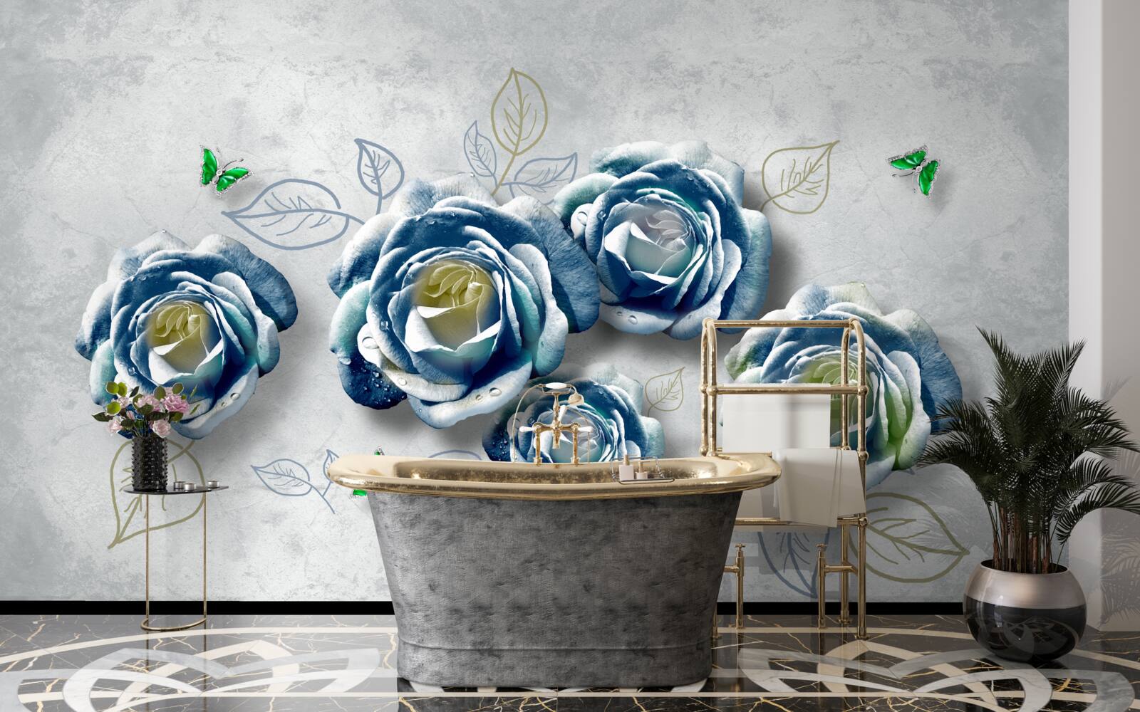 Fototapeta ruže s nezvyčajnou modro-bielou farbou