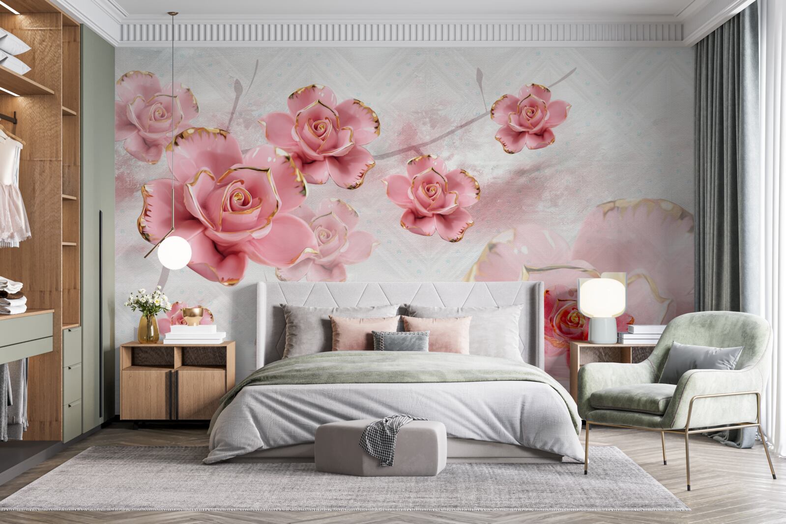 Fototapeta ruže s okrajmi z ružového zlata