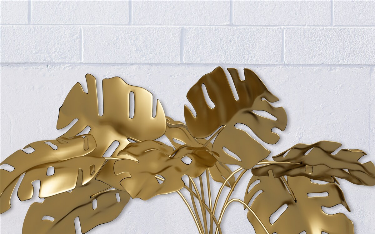 Fototapeta tropické medené listy na povrchu tehly