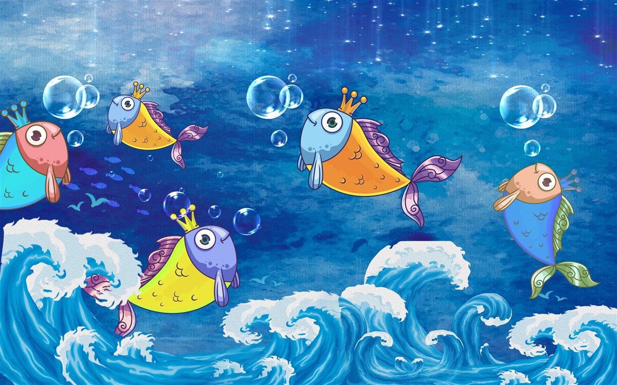 Fototapeta animované ryby s kráľovskými diadémami