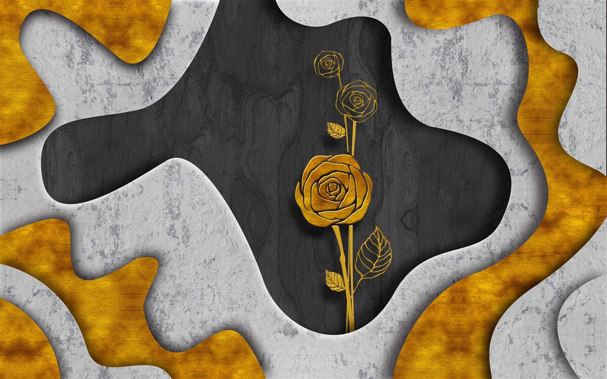 Fototapeta zlatá ruža vo výzdobe