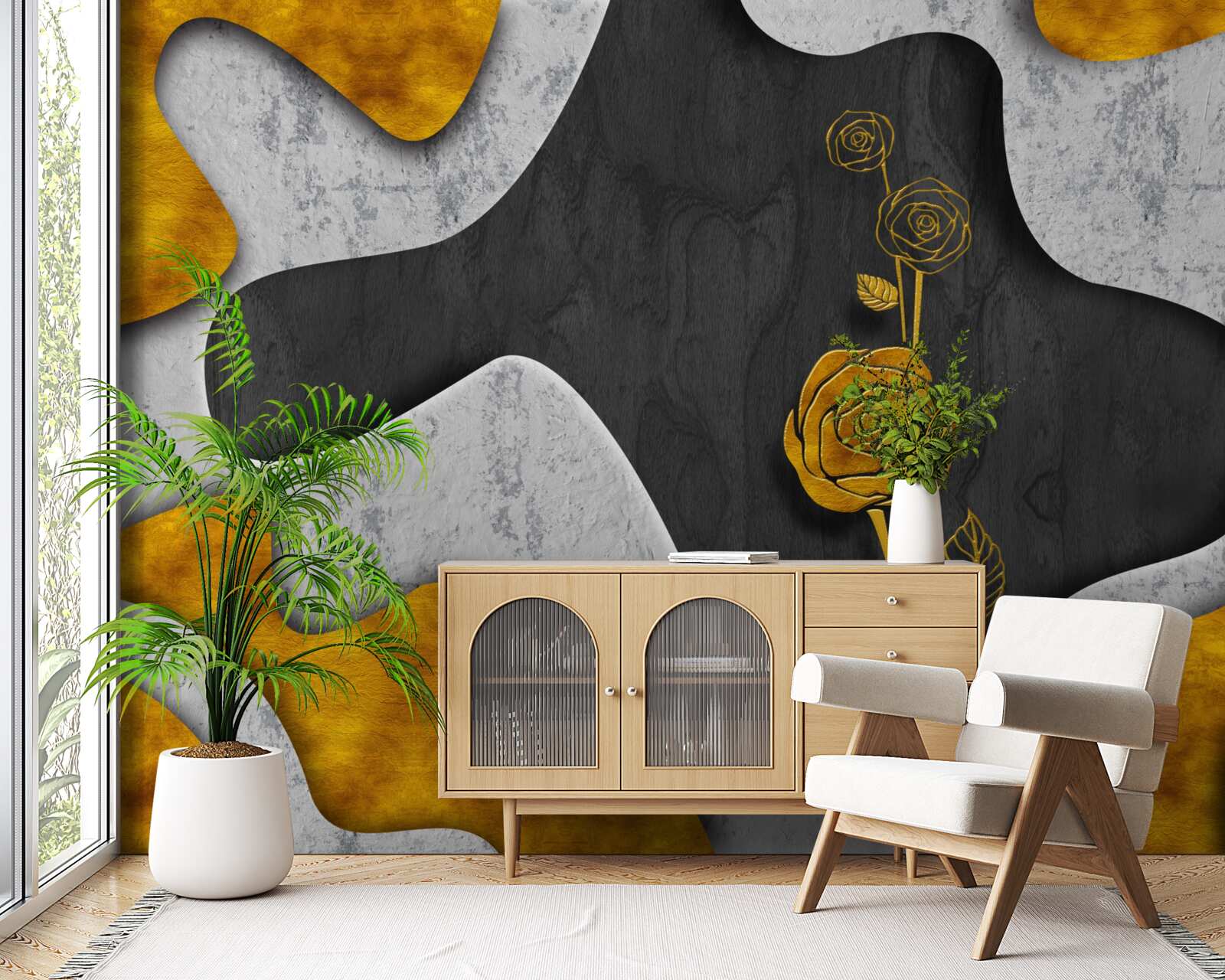 Fototapeta zlatá ruža vo výzdobe