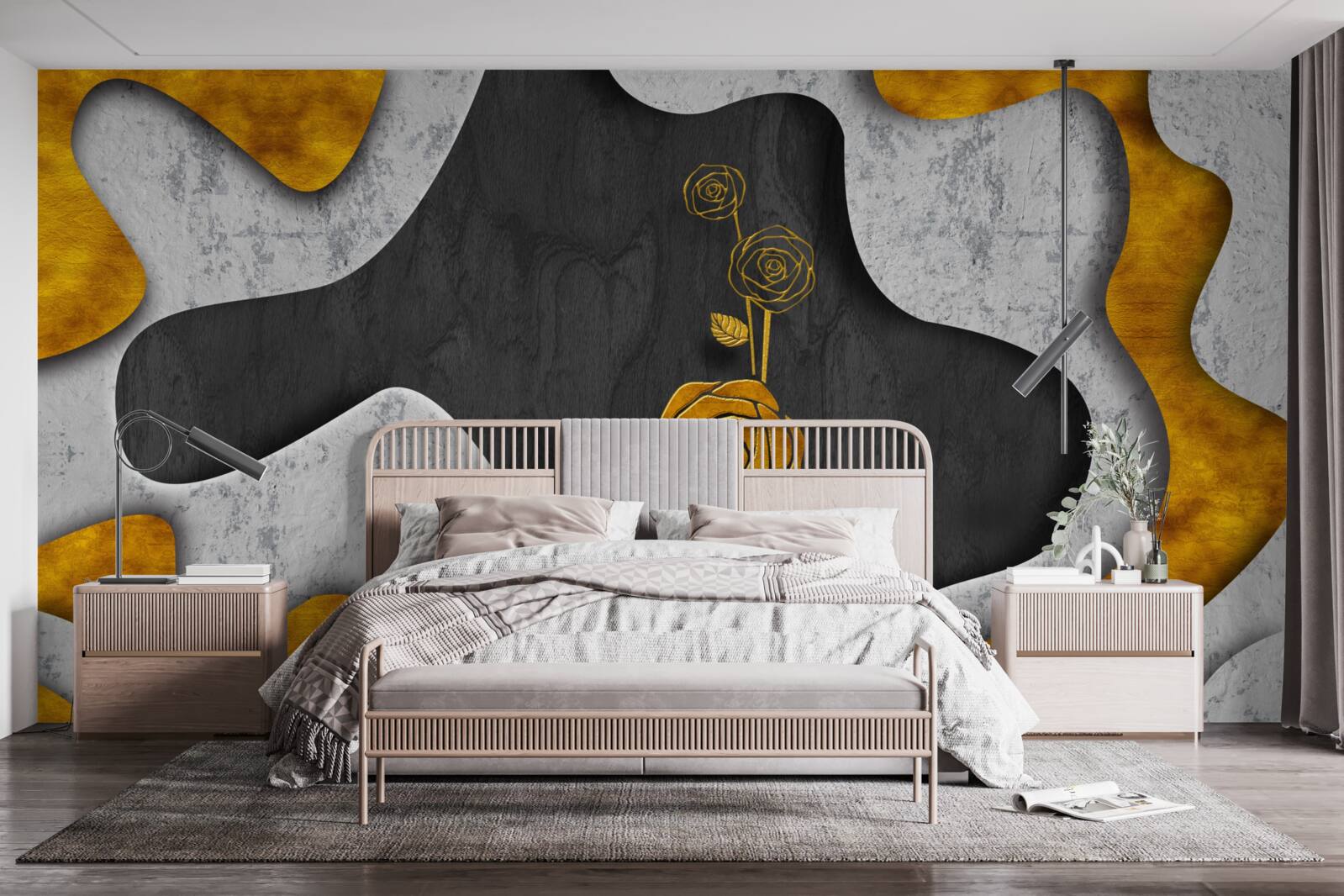 Fototapeta zlatá ruža vo výzdobe