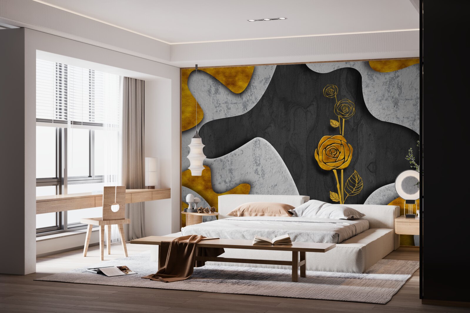 Fototapeta zlatá ruža vo výzdobe