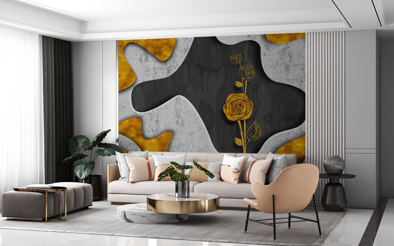 Fototapeta zlatá ruža vo výzdobe