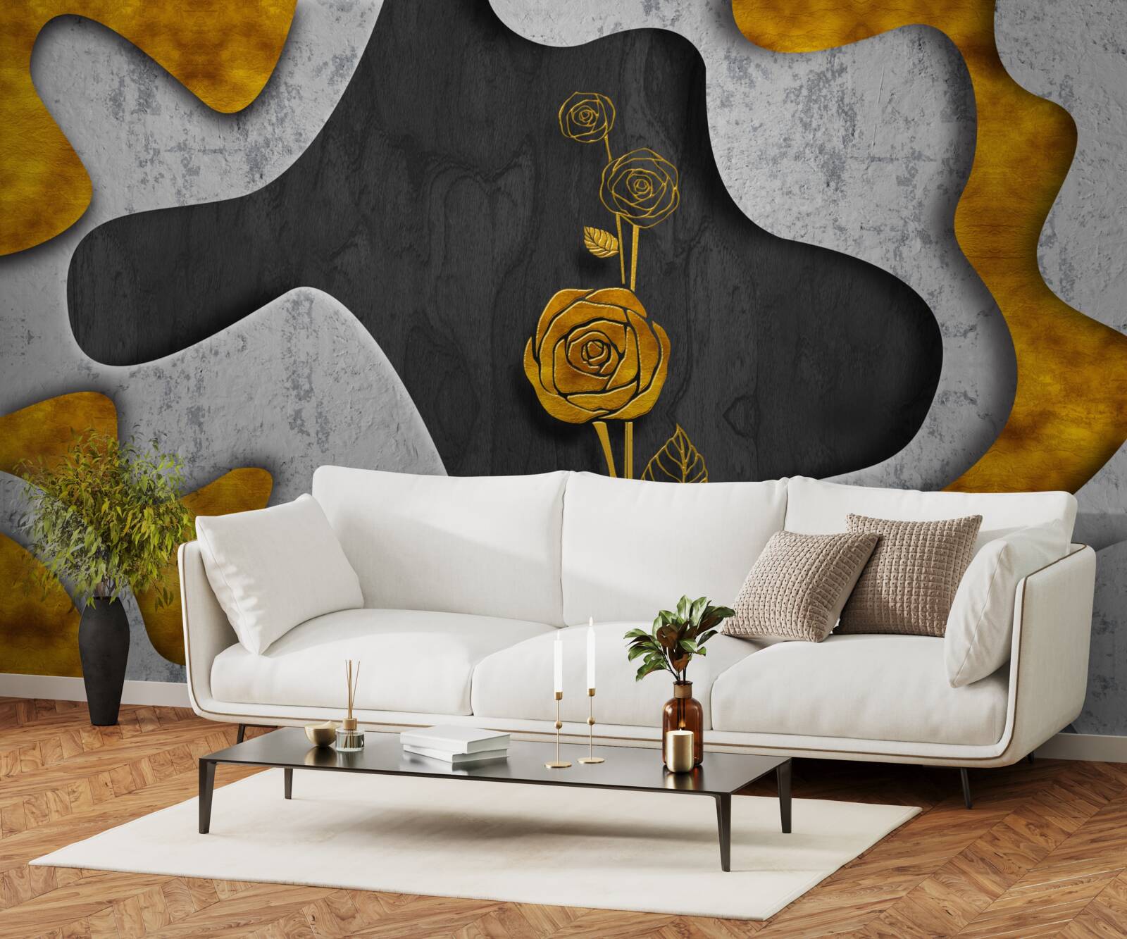 Fototapeta zlatá ruža vo výzdobe