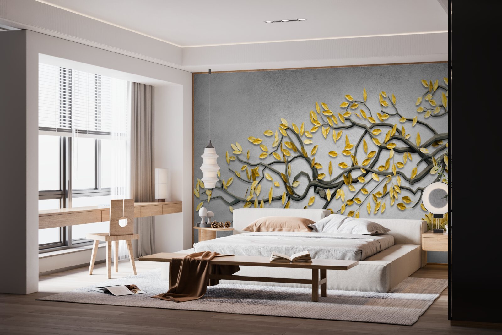 Fototapeta vetvička so zlatými jesennými listami