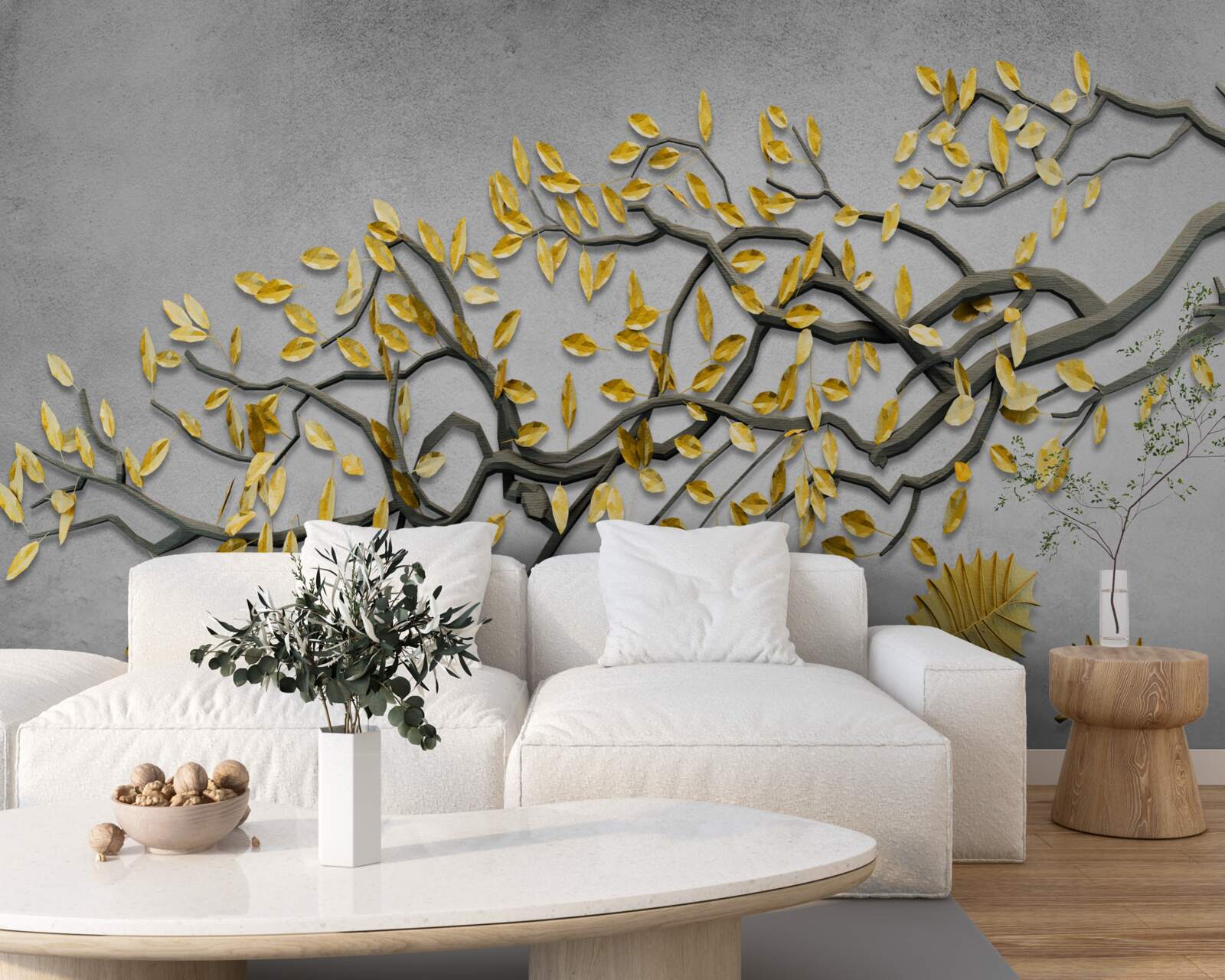 Fototapeta vetvička so zlatými jesennými listami