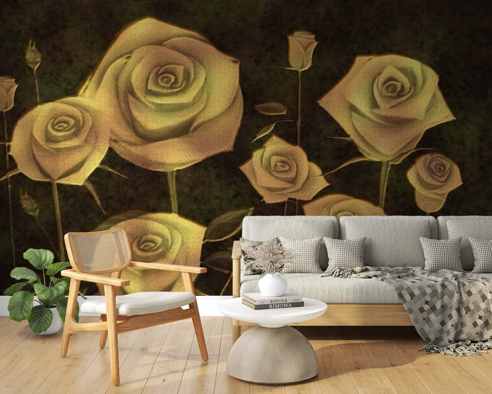 Fototapeta na hnedom podklade je biely púčik ruže