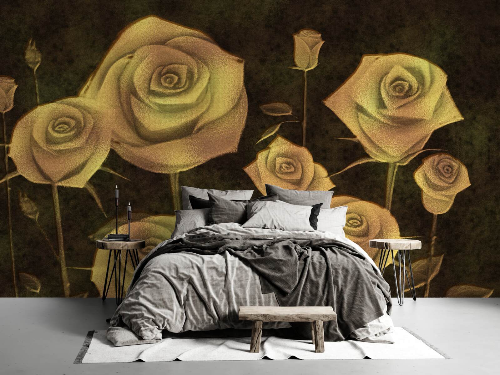 Fototapeta na hnedom podklade je biely púčik ruže