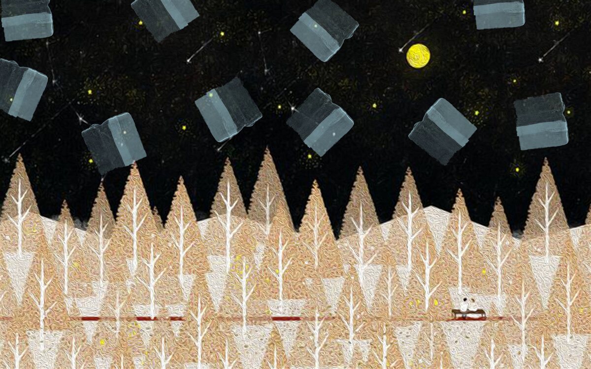 Fototapeta metafyzický les v temných a žiariacich hviezdach