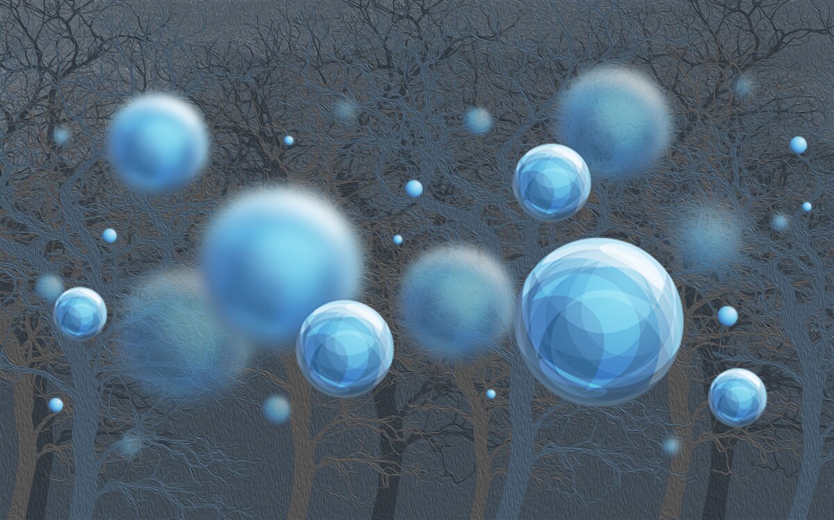 Fototapeta voda plávajúca vo forme modrých kvapiek